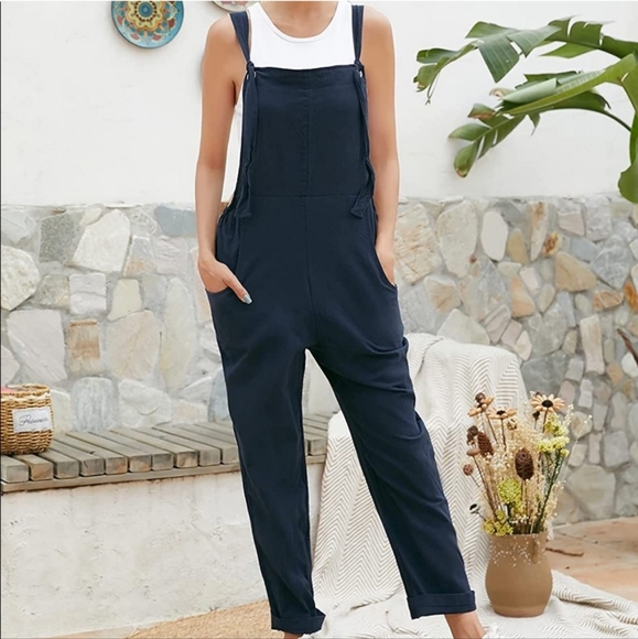 ACHIOOWA Pants - ACHIOOWA XL Black Lagenlook Dungaree Jumpsuit w/ Adjustable Straps #J5